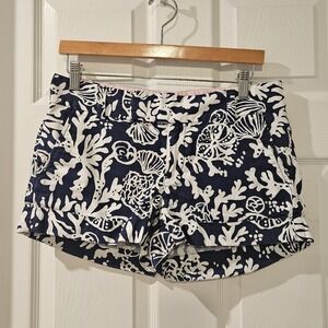 Lilly Pulitzer Barclay Shorts | Navy Coral‎ Reef Print | Women's 4
